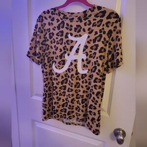 Butter Soft Leopard Print Tee with White Script A Graphic T Size M